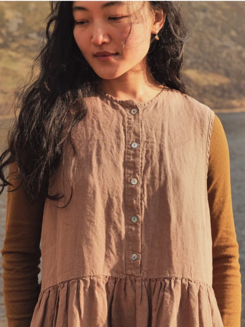 NWT Linen Sisken Orchard Dress in Cedarwood